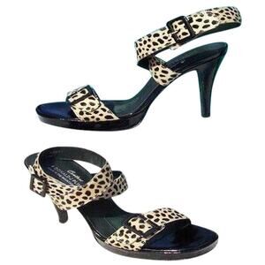 Donald Pliner Chita Hair Calf Patent Leather Sandal Shoe Ankle Wrap $295 NIB